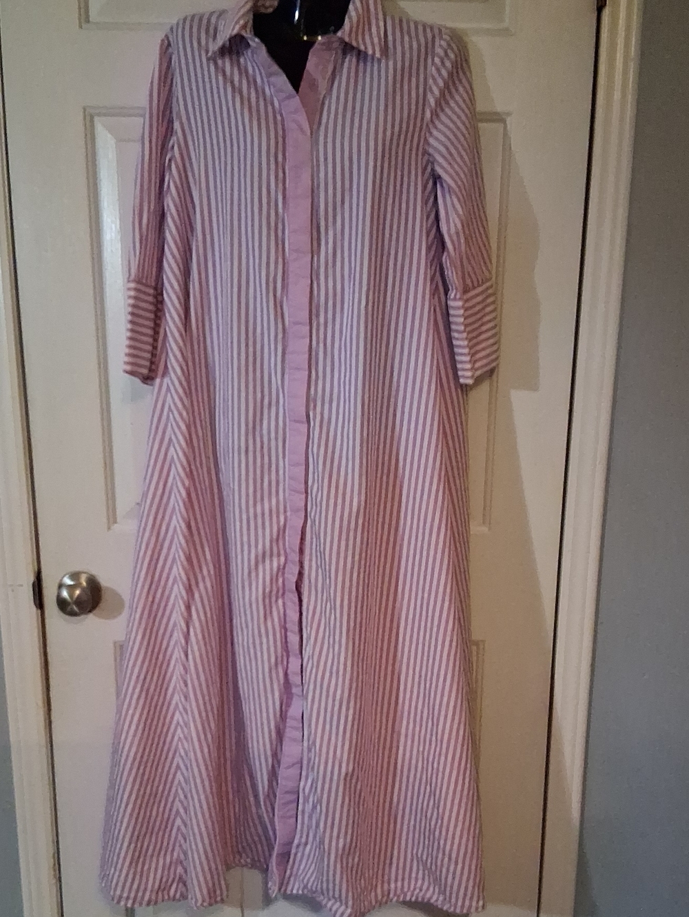 Pink and White Striped Kids Shirt Dress